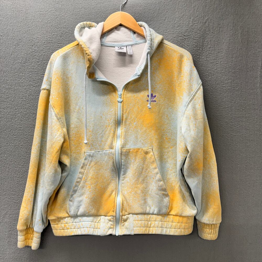 adidas Hoodie Womens Medium Full Zip Spray Tie Dye HL6612 Hooded Jacket